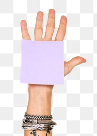 Sticky note png hand sticker, transparent background