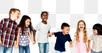 Happy diverse kids png sticker, transparent background