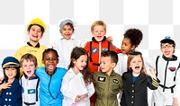 Diverse kids png career costumes sticker, transparent background