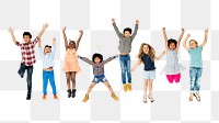 Happy diverse kids png sticker, transparent background