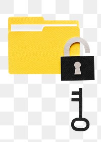 File png lock and key sticker, transparent background