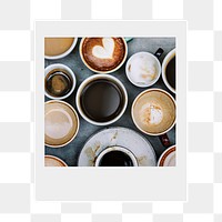 Coffee cups png sticker, drinks  instant photo, transparent background