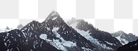 Snowy mountain png border, transparent background