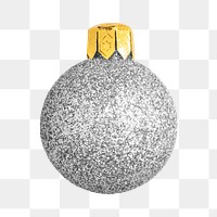 Silver Christmas bauble png decoration sticker, transparent background