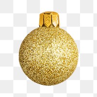 Gold Christmas bauble png decoration sticker, transparent background