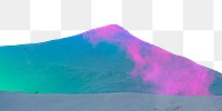 Neon mountain png border, gradient, transparent background