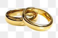 Wedding rings png sticker, golden luxurious accessory, transparent background