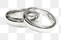 Couple ring png sticker, silver luxurious accessory design, transparent background