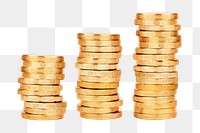 Coin stack png sticker, money image on transparent background