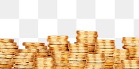 Gold coins png border sticker, money image on transparent background