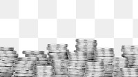 Silver coins png border sticker, money image on transparent background