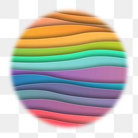 Rainbow paper png waves badge sticker, texture photo in soft edge circle, transparent background