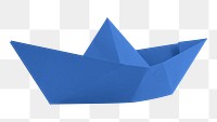 Boat origami png sticker, blue  paper craft image on transparent background