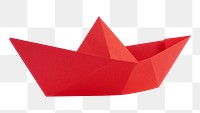 Boat origami png sticker, red paper craft  image on transparent background