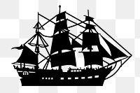 Sail ship png sticker, silhouette, transparent background