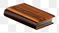 Wood cover png book sticker, reading image on transparent background