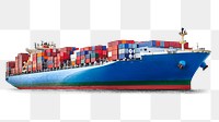 Container ship png sticker, transport vehicle image on transparent background