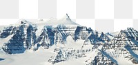 Snowy mountain png border, transparent background