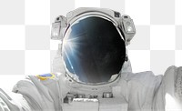 Png astronaut taking selfie, galaxy aesthetic, transparent background