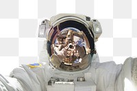 Png astronaut taking selfie, galaxy aesthetic, transparent background