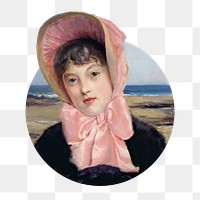 Png The Pink Capeline badge sticker, Jacques-Emile Blanche's famous painting, transparent background. Remixed by rawpixel