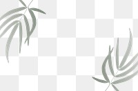 Gray leaf frame png, minimal illustration, transparent background