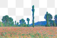 Png Claude Monet poppy field border, transparent background, remixed by rawpixel.