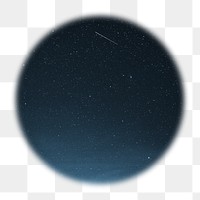 Shooting star png on starry sky badge sticker, aesthetic photo in blur edge circle, transparent background