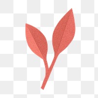 Red paper leaf png sticker, transparent background