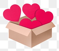 Valentine's heart box png sticker, transparent background