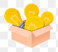 Light bulbs box png sticker, transparent background