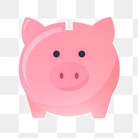 Piggy bank png cute sticker, transparent background