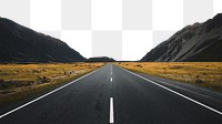 Road landscape png border, transparent background