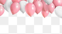 Pink balloon png border, transparent background