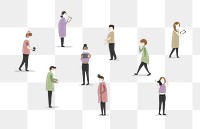 People using phones png sticker, transparent background