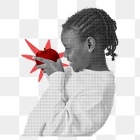 Png happy African kid sticker, education color pop design, transparent background