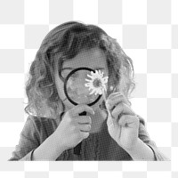 Png exploring interest sticker, education black and white, transparent background