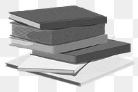 Book stack png sticker, education black and white, transparent background