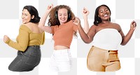 Diverse women dancing png sticker, transparent background