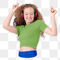 Happy woman dancing png sticker, transparent background