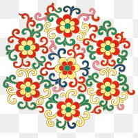 Oriental flower png sticker, decorative design element on transparent background