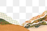 Ripped paper png border, landscape transparent background