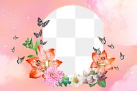 Floral frame png sticker, bling botanical transparent background