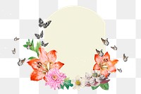 Floral frame png sticker, arch design transparent background