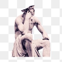 Thinking statue png sticker, transparent background