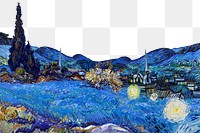 Starry Night png border, Van Gogh's famous painting remixed by rawpixel, transparent background