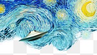 Png UFO Starry Night border, Van Gogh's famous painting remixed by rawpixel, transparent background