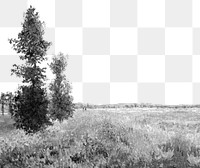 Monet's landscape png border, grayscale painting remixed by rawpixel, transparent background