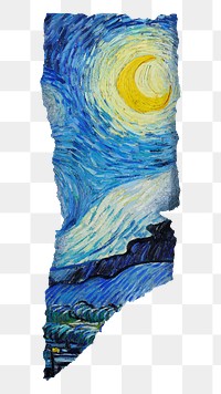 Starry Night png sticker, ripped paper, famous painting remixed by rawpixel, transparent background
