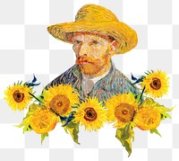 Van Gogh png sticker, self-portrait remixed by rawpixel, transparent background